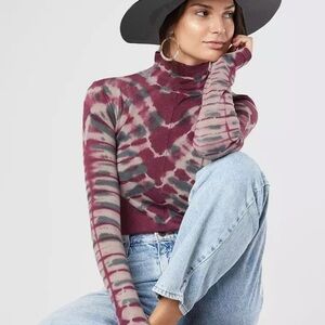 NWT Free People Psychedelic Turtleneck Pullover Night Fall Combo Purple Print